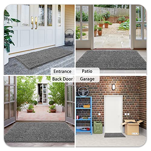 Ompaa Chenille Indoor Door Mat Entryway Rug, 36x24 Grey, Super