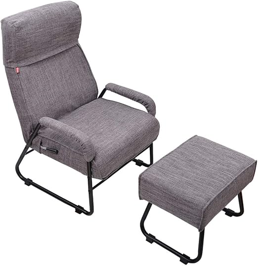 Amazon Com Sundale Adjustable Modern Single Recliner Lazy Sofa Chair With Ottoman Thick Padded Lounge Armchair Set Adjustable Backrest Living Room Bedroom Furniture For Children Teens Gray Kitchen Dining