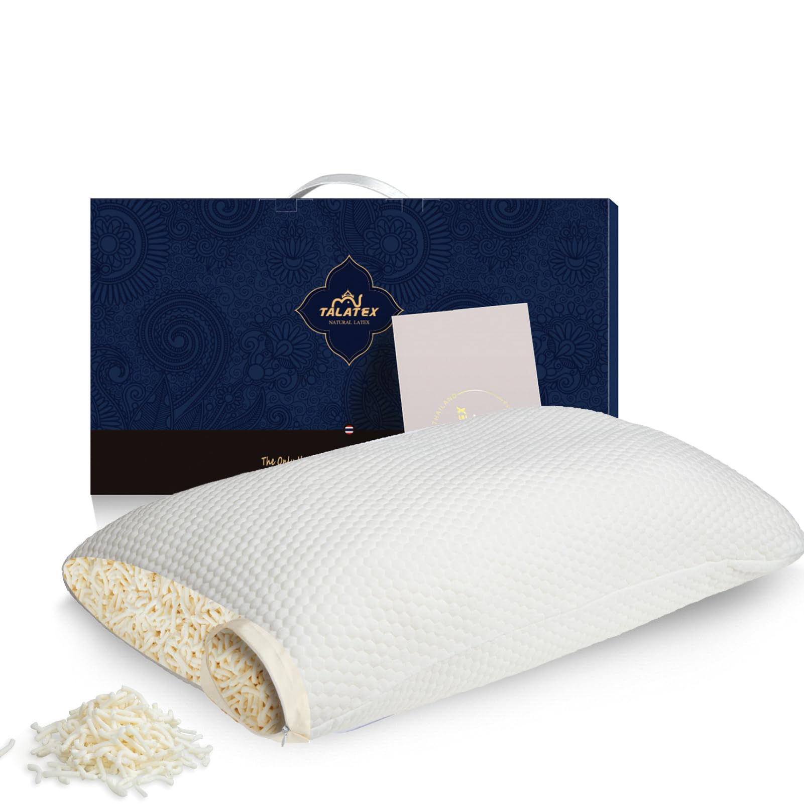 Photo 1 of Talatex Talalay 100% Natural Premium Adjustable Latex Pillow, Shredded Latex Pillow Helps Relieve Pressure, Perfect Package Best Gift with Removable Tencel Cover (SilkStrand, Queen)
