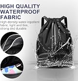 GAOHUI Waterproof Drawstring Bag with Shoe Compartment Black Gym Travel Sports view 2