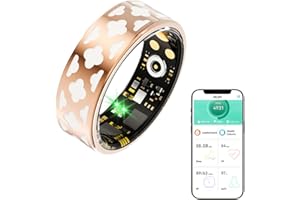 MERNEUO Sleep Tracker Ring, Health and Fitness Tracker Smart Ring with Calories/Heart Rate/Blood Oxygen/Blood Pressure/Sleep Monitoring, IP68 Waterproof Step Tracker Ring with Enamel Crafted(Size 9)