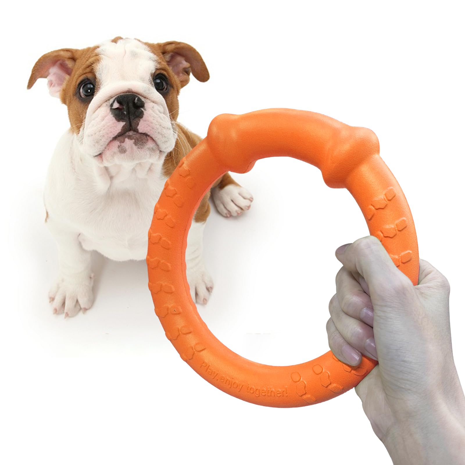 LaRoo Dog Flying Ring Toys, Floating Flying Dog Disc Toys, Summer Pet Training Outdoor Durable Chew Toys for Medium and Large dogs (Small Orange/18cm)