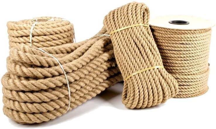 Ø 40mm Ø Jute Rope 100% Pure Natural Jute Fibers Twisted Braided Decking, Boating, Home & Garden DIY (10 meters)