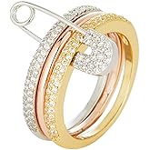 Jacruces Silver Stackable Rings for Women Non Tarnish Ring Set Dainty 14k Gold Plated Cz Cubic Zirconia Wedding Thumb Ring Set Stacking Pack Statement Chunky Band Rings Unique Jewelry Gift