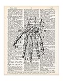 Vintage Hand Skeleton Print, Medical Anatomy Drawing, Dictionary Page Art Print, 8x11 UNFRAMED