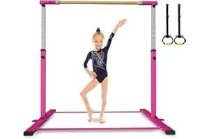 EL&IT·Wings Gymnastic Kip Bar,Horizontal Bar for Kids Girls Junior,3' to 5' Adjustable Height,Home Gym Equipment,Ideal for Indoor and Home Training,300lbs Weight Capacity