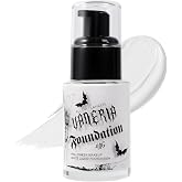 VANERIA White Foundation, Goth Foundation Liquide Makeup, Clown Makeup, Blanco Face Paint, Full-Coverage Waterproof, Mixer Use or White Base for Halloween, Cosplay, Stage, Mime & Film.30ML