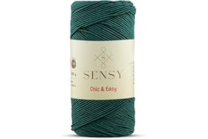 S SENSY Sensy Premium Chic & Easy 1.5mm 218 Yards 50% Cotton 50% Polyester Rope Crochet Bag Cord Crochet Thread (Forest Green)