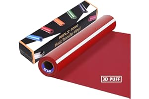 RENLI·TONG RENLITONG Red 3D Puff HTV Matte Heat Transfer Vinyl 12Inch by 6ft Roll Iron on for Heat Press T Shirt for All Cutter Machine Heat Vinyl Design