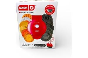 Multimaker Mini Maker System, 7 Removable Nonstick Plates, Dishwasher-Safe, Storage Box Included, Red