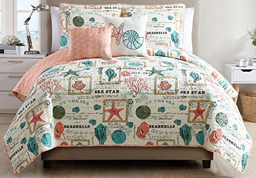 Seaside Villa Seastar 5-pc. Reversible Quilt Set Bedding King Orange