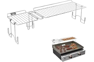 Yukon Glory™ Griddle Warming Rack, Designed for 22" Blackstone Griddles, One-Step Clip On Attachment, Portable and Collapsible (will not work with hood)
