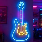 Electic Guitar Neon Light, Guitar Neon Sign, LED Wall Decor with USB Powered (6.5ft cable), Dimmable Light Guitar Gifts Aesthetic Decor for Man Cave, College Dorm, Bedroom, Music Studio