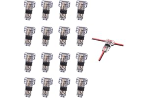 MAVELOVS Low Voltage Wire Connector, Quick Solderless Wire Splice Connector, 16 Pack T Tap Wire Connectors, No Stripping Speaker Wire Splice, Fits 24-20 AWG Stranded/Solid Electrical Wires, T Type 2 Pin