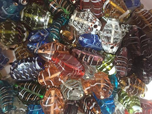 Cocoas's Beads Your Choice of Glass Bumpy Dots or Polka Dots, Millefiori, Fish Lamp Work Mixed, Assorted, Variety of Colors,Shapes, Sizes, 100 Grams, Jewelry Making, (Mixed Fish Lamp Work )