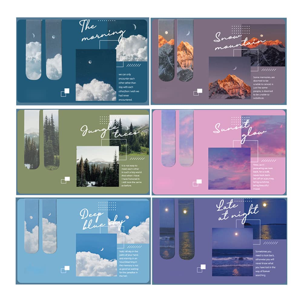 ARFUKA Magnet Bookmark Misty Fantasy Clouds Sea Forest Landscape Series Page Markers Assorted Book Markers Set Gift for Students Teachers Reading 12 Pack