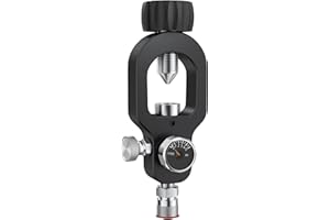 Yasorn New Scuba Tank DIN Valve Refill Adapter with Gauge, Aluminium Alloy Anti-Rust Scuba Refill Station, 4500 psi PCP Paintball HPA Tank Fill Adapter Diving Equipment
