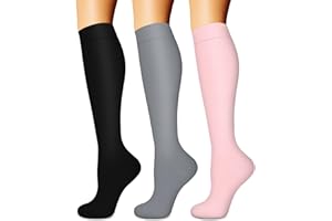 BLUEENJOY Compression Socks for Women & Men (3 pairs) - Best Support for Nurses, Running, Hiking, Recovery & Flight Socks