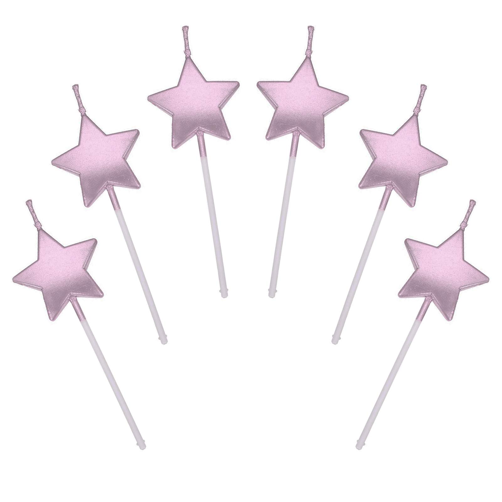 Star Birthday Candles,6 Pcs Metallic Cake Candles for Birthday Wedding Party Cupcakes Topper Decorations,Rose Gold