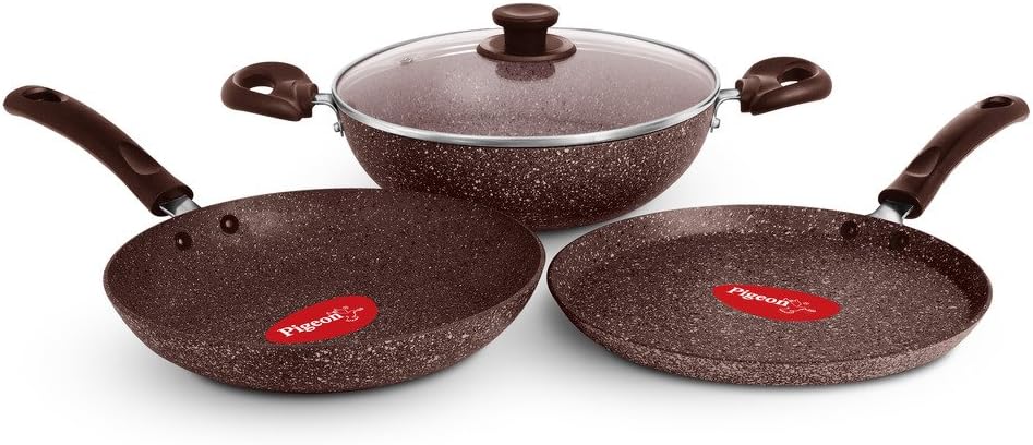 Pigeon Stoverkraft Aluminium Cookware Set, 4 Pieces (Brown)