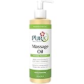 Pura 1st Herbal Therapy 8 Fl oz Massage Oil, Aloe Vera, Professional, Massage Therapy, Deep Tissue, Unscented, Hypoallergenic, Natural Ingredients, Skin Hydrating, Moisturizing, Muscle Relief