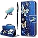 YOKIRIN Galaxy S9 Plus Case, Flip Folio Wallet Case PU Leather Slim-Fit Shockproof Soft TPU Interior Bumper Credit Card Slots Magnetic Closure Protective Cover Stylus Dust Plug, Butterfly