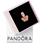 PANDORA Moments Pink &amp; Yellow Murano Glass Butterfly Charm | 14k Rose Gold Plating with Cubic Zirconia &amp; Murano Glass, Jewelry for Women with Gift Box, Compatible with Pandora Moments