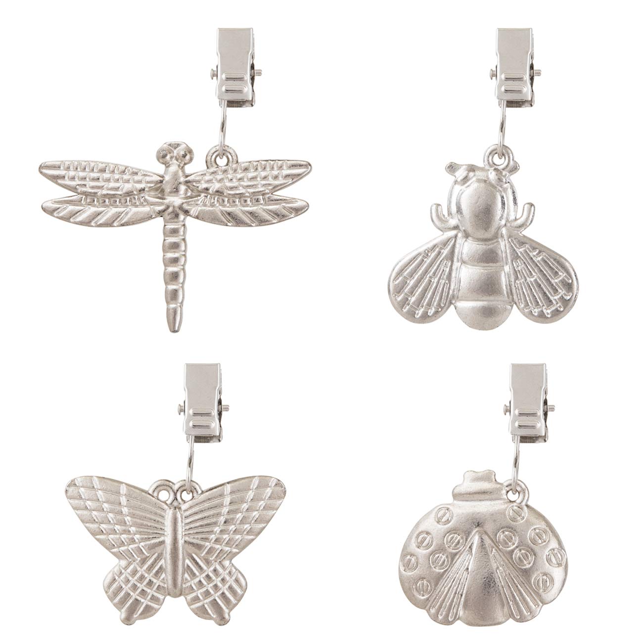 GWHOLE Tablecloth Weights with Clips Decorative Table Cloth Holder Clips Attached Designs Zinc Alloy Windproof Curtain Clamps, Pack of 4