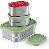 Tanjiae Stainless Steel Snack Containers for Kids | Easy Open Leak Proof Small Food Containers with Silicone Lids - Perfect Metal Toddler Lunch Box for Daycare and School (8oz)