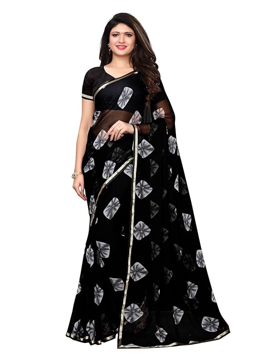 Women's Printed Bandhani Chiffon Saree