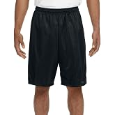 A4 Adult Moisture Wicking Tricot Performance Mesh Short, Blk, Large
