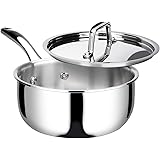 Duxtop Whole-Clad Tri-Ply Stainless Steel Saucepan with Lid, 3 Quart, Kitchen Induction Cookware