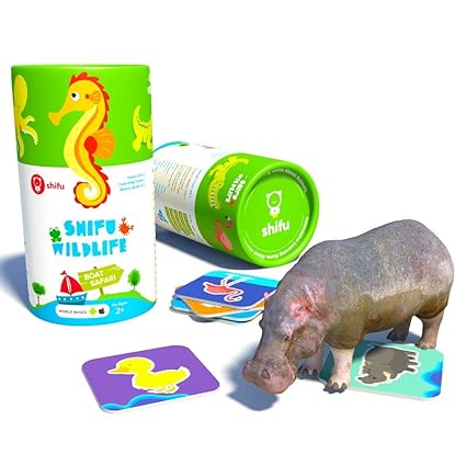 Shifu Boat Safari - AR Educational 4D Game for Toddlers, 20 Aquatic Animals Toy Gift for Kids Age 2+ (Blue)