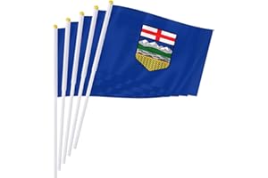 PTEROSAUR 50 Pack Alberta Handheld Flag, Canada Canadian Alberta Province Small Hand Held Stick Flags (5.5x8.2 Inch)