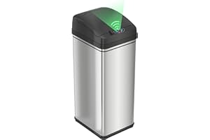 iTouchless 50 Liter / 13 Gallon Sensor Dog-Proof Kitchen Trash Can with Lid Lock and AbsorbX Odor Filter, Touchless Lid, Stainless Steel Garbage Recycling Bin for Kitchen, Home, Office, Business