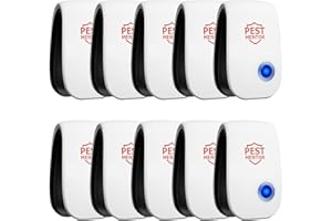 PESTMENTOR Ultrasonic Pest Repellent Plug in Indoor,Advanced Electronic Pest Control for Home Office Kitchen Warehouse Hotel,Rodent Spider Cockroach Mosquito Ant Deterrent with Night Light,10 Piece
