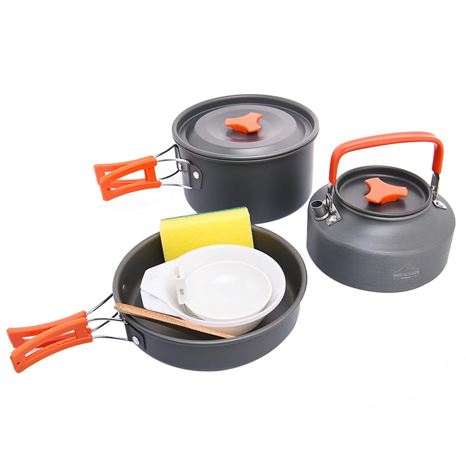 8PCS Portable Integrated Camp Cookware Handle Alumina Carbide Cookset