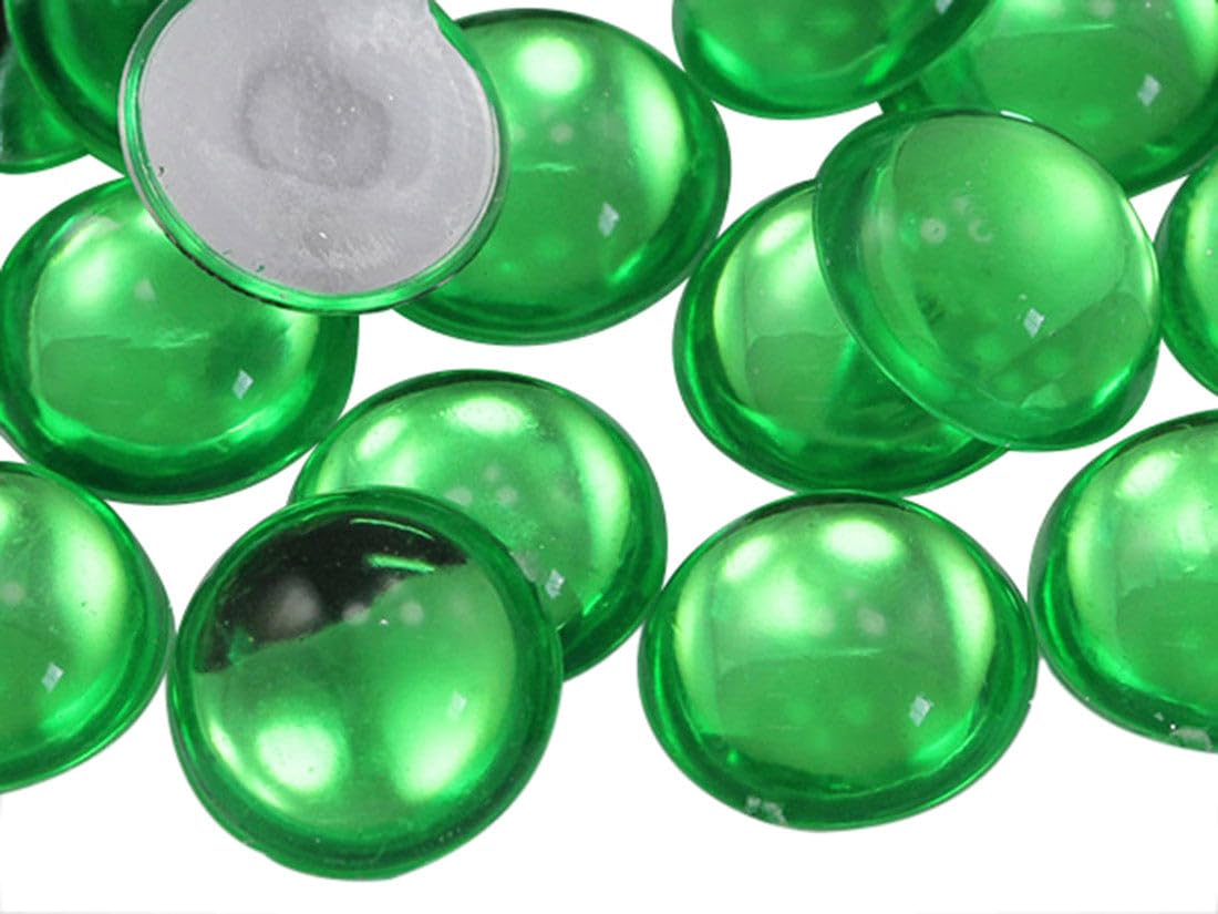 7mm Green Peridot .PD2 Flat Back Acrylic Round Cabochons Plastic Pearl Gems For Jewelry Making Costume Making Cosplay Jewels Embelishments - 100 Pieces