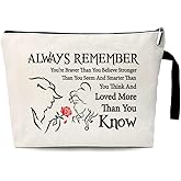 Beauty Beast Story Funny Cosmetic Bag, for Travel Toiletry Zipper Storage Pouch Makeup Bag, You Are Braver Stronger Than You Think, Beauty Beast Inspired Gifts, Beauty Beast Movie Fans Gifts