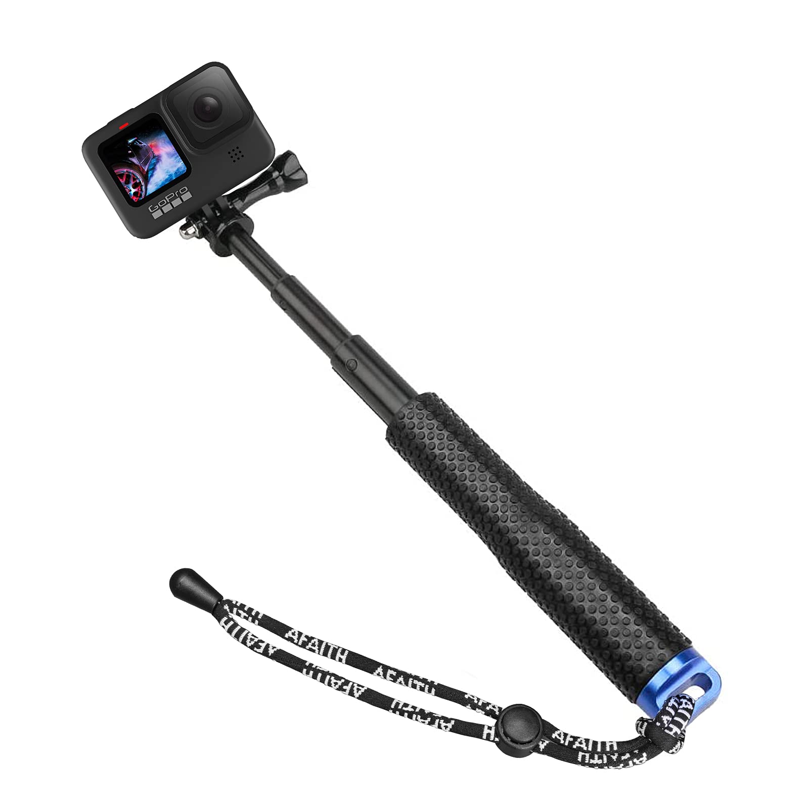 AFAITH Waterproof Aluminum Hand Grip Selfie Stick, Extendable Handheld Monopod Telescopic Pole Compatible with GoPro Hero 13 12 11 10 9 8 7 6 5 4 DJI OSMO EK5000 EK7000 SJ4000 SJ5000 Action Cameras