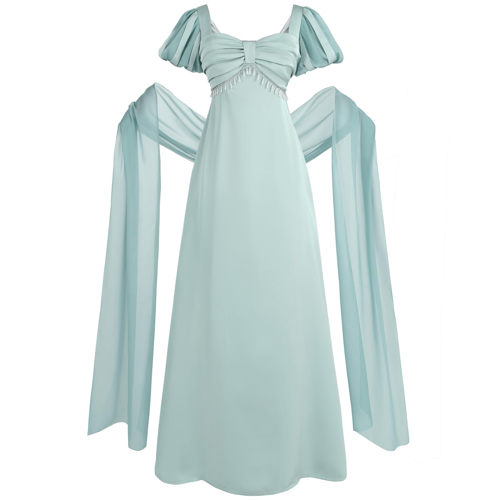 Photo 1 of FCCAM Regency Dresses for Women Blue Regency Costume 1800s Victorian Dress Ball Gown with Shawl S