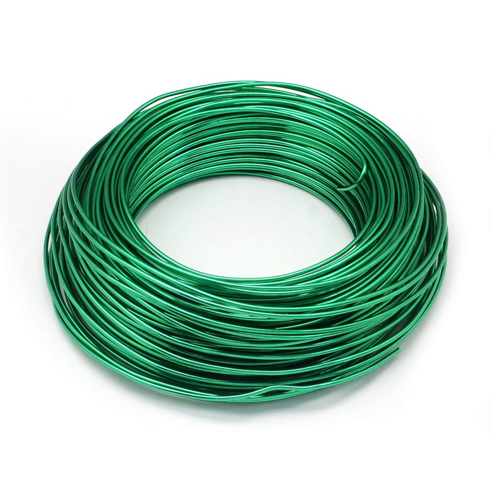 PandaHall 328FT Aluminum Wire 15 Gauge 1.5mm Aluminum Craft Wire for Jewelry Making- Green