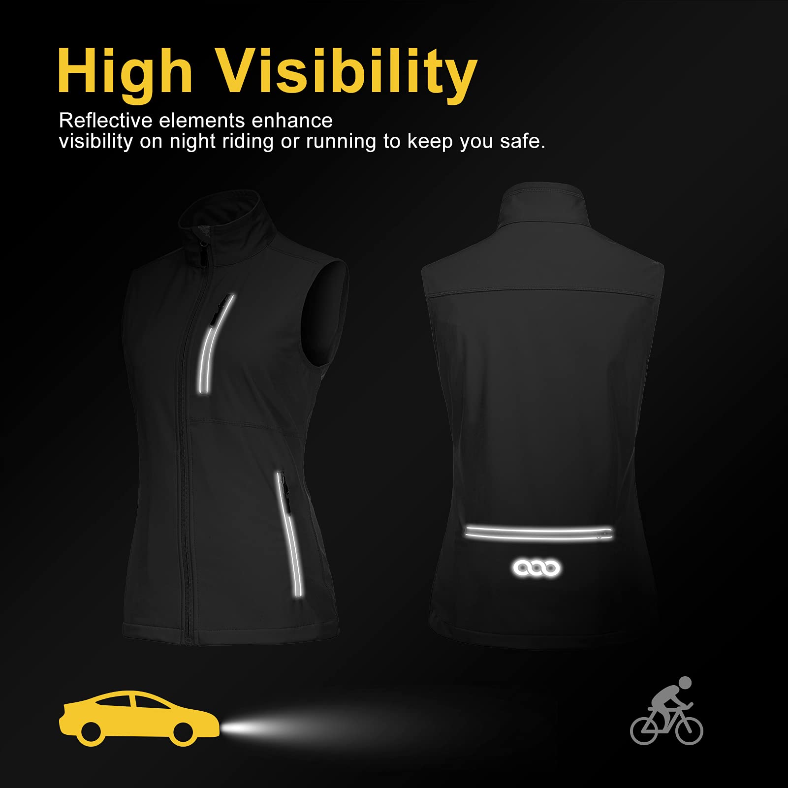 33,000ft Damen Leichte Laufweste Outdoor Softshell Weste Frau Ärmellose Jacke Winddichte Wasserdichte Atmungsaktive Vest Gilet für Laufen Golf Wandern 6