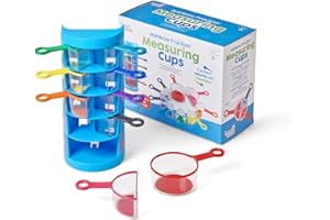 LEARNING RESOURCES hand2mind Rainbow Fraction Measuring Cups, Kids Montessori Kitchen Tools, Toddler Cooking Tools, Sensory Table Materials, Fraction Manipulatives, Homeschooling Supplies, Easter Baking (Set of 9)