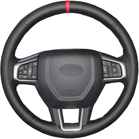 Amazon Gmzfxp 車の手縫いの車のステアリングホイールカバーにある赤いステッチは としてマークされています ランドローバーディスカバリースポーツ15 16 17 18 ハンドルカバー 車 バイク