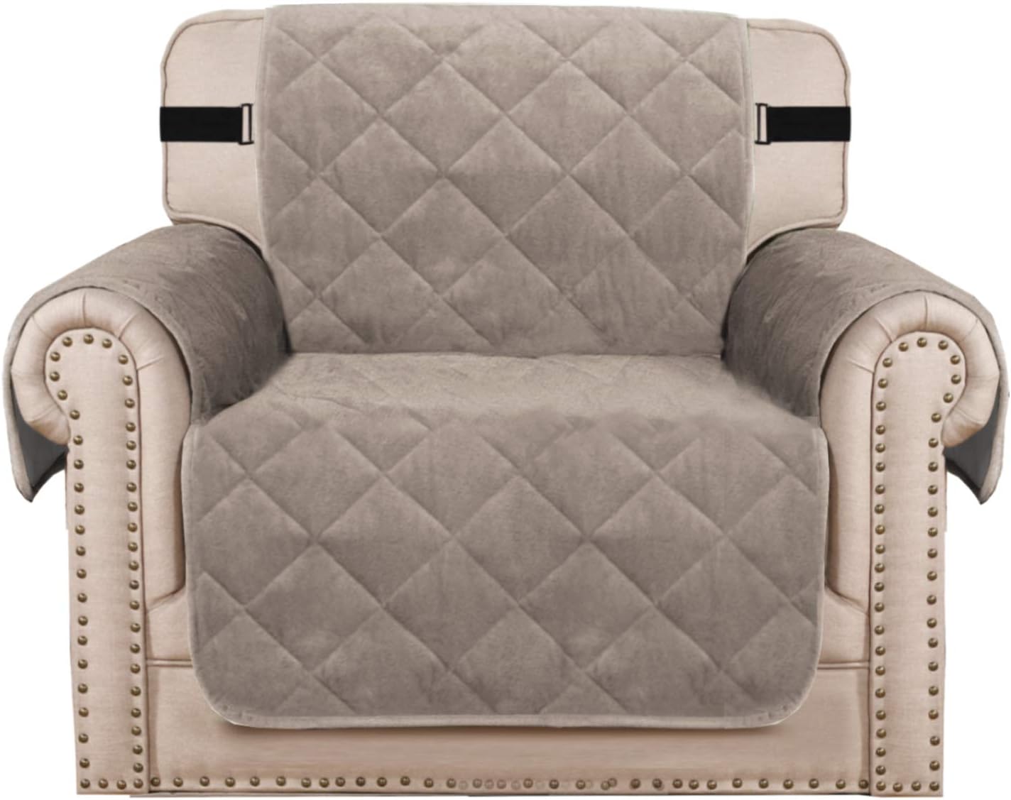 H.VERSAILTEX Thick Velvet Armchair Cover Couch Covers 1 Cushion Armchair Slipcover for Living Room Protector from Pets Dogs, Two Non-Slip Elastic Straps on Back and Base (Armchair 23", Burgundy): Kitchen & Dining