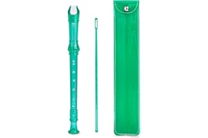 Hennaja Recorder Instrument for Beginner Kids Adults,8-Hole Soprano Descant Recorder Music Flute with Cleaning Rod & Case Bag For School Student Home Entertainment(2-Green)