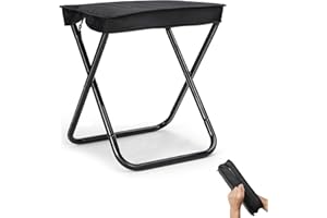 KOKSRY Camping Stool, Portable Folding Stool, Aluminum Ultralight Backpacking Stool Suitable for Outdoor Gardening and Beach Hiking Fishing (Black, 16 High)