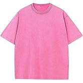 Men's Oversized T-Shirts Heavy Loose Fit Vintage Washed Tee Unisex Cotton Short Sleeve Casual Shirts Tee Tops