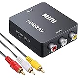 eSynic 1080P HDMI to AV/RCA Converter HDMI to AV 3RCA CVBs Composite Video Audio Adapter Supports PAL/NTSC with 1.5m Audio/Video Cable Suitable for PC Laptop HDTV DVD